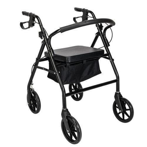 Medical Portable Folding Travel Walker/Steel Rollator Walker with Seat& Backrest - Picture 10 of 11