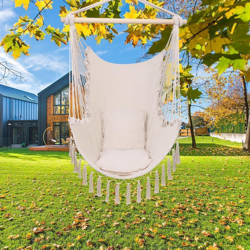 Deluxe Hammock Hanging Rope Seat Patio Tree Sky Swing Chair Porch Colorful - Picture 8 of 15