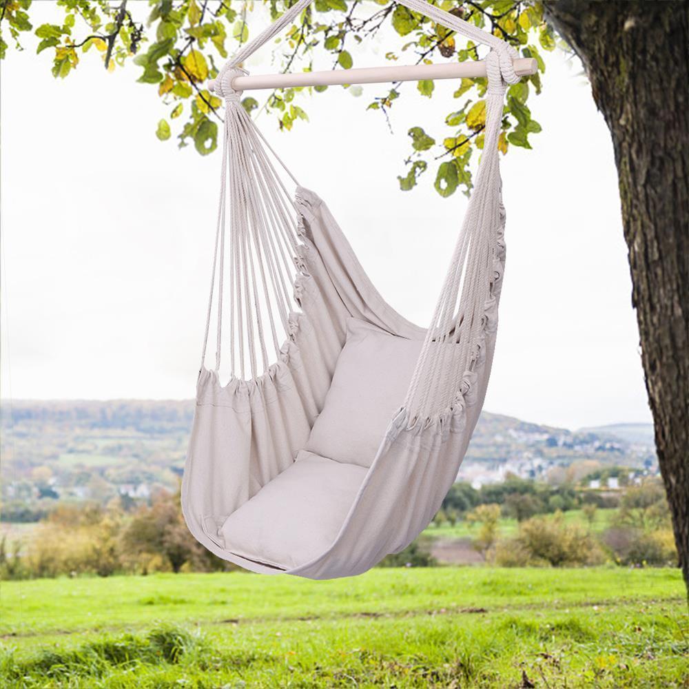 Deluxe Hammock Hanging Rope Seat Patio Tree Sky Swing Chair Porch Colorful - Picture 7 of 15
