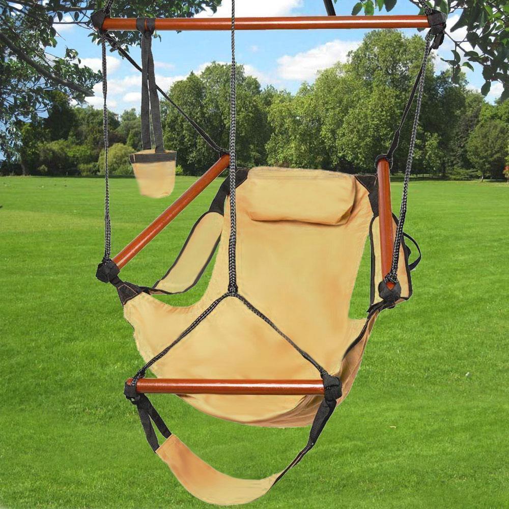 Deluxe Hammock Hanging Rope Seat Patio Tree Sky Swing Chair Porch Colorful - Picture 11 of 15