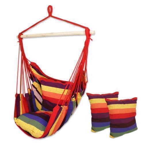 Deluxe Hammock Hanging Rope Seat Patio Tree Sky Swing Chair Porch Colorful - Picture 4 of 15