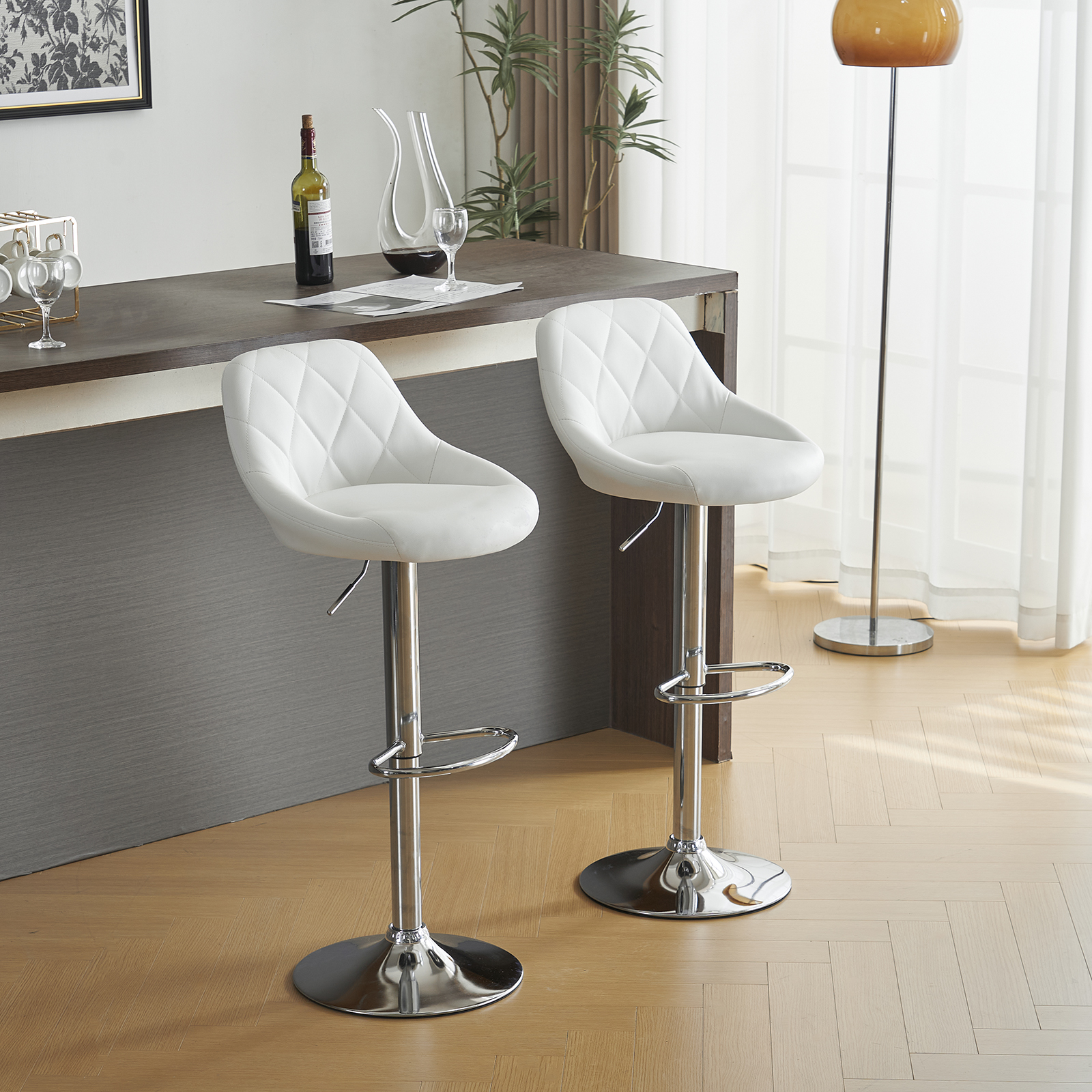 2er Set Barhocker Barstuhl Tresenhocker Küchenhocker Drehhocker mit Fußstütze - Bild 16 von 19