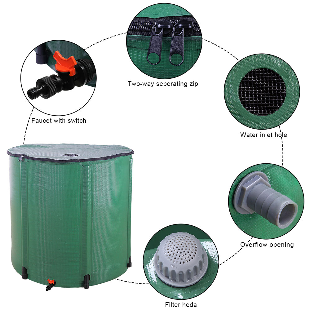 Regentonne Wasserfass Wassertank 250L/380L/750L mit Hahn Garten Schlauch Faltbar - Bild 21 von 29