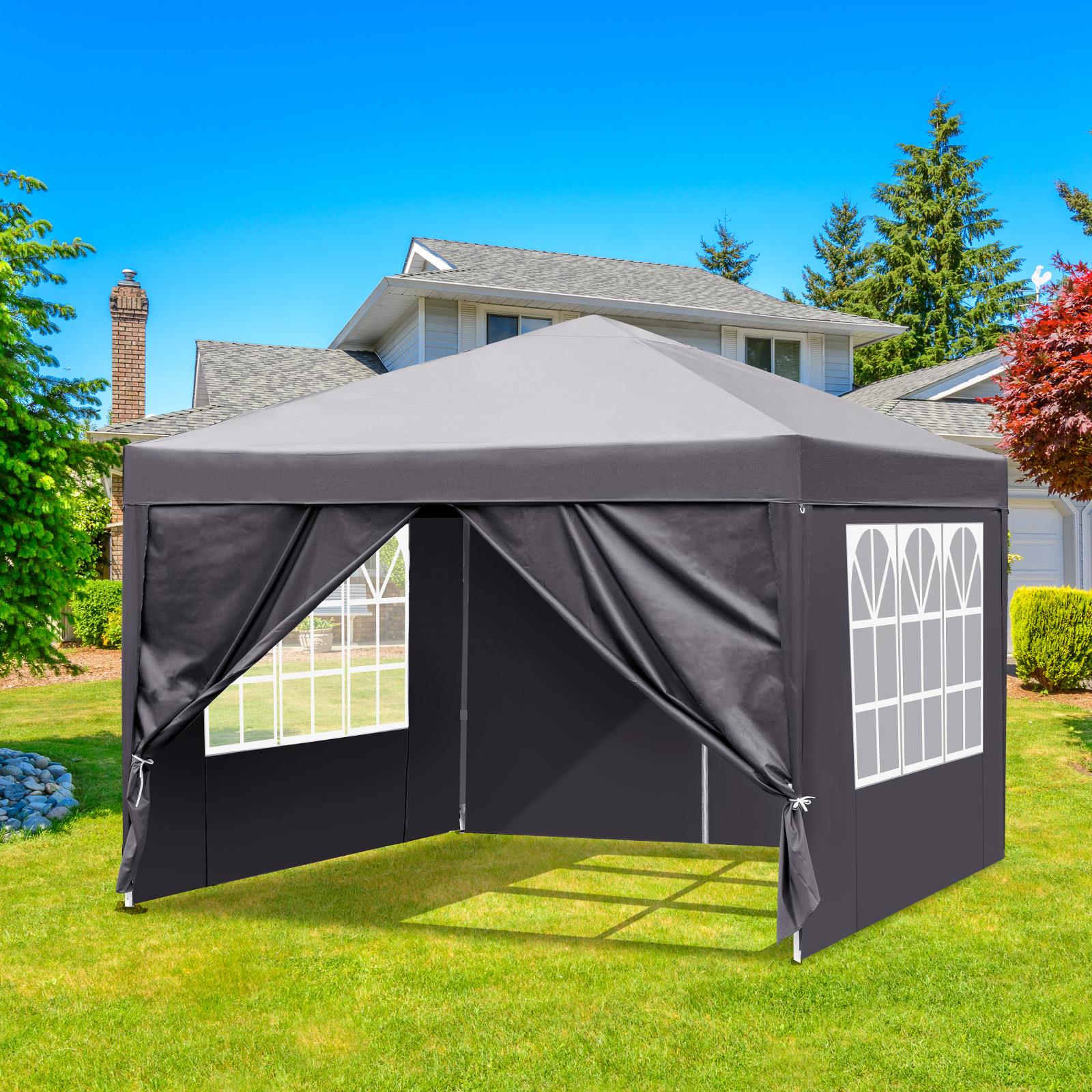 Pavillon Faltpavillon 3x3m Wasserdicht mit 4 Seitenteilen und Fenstern Partyzelt