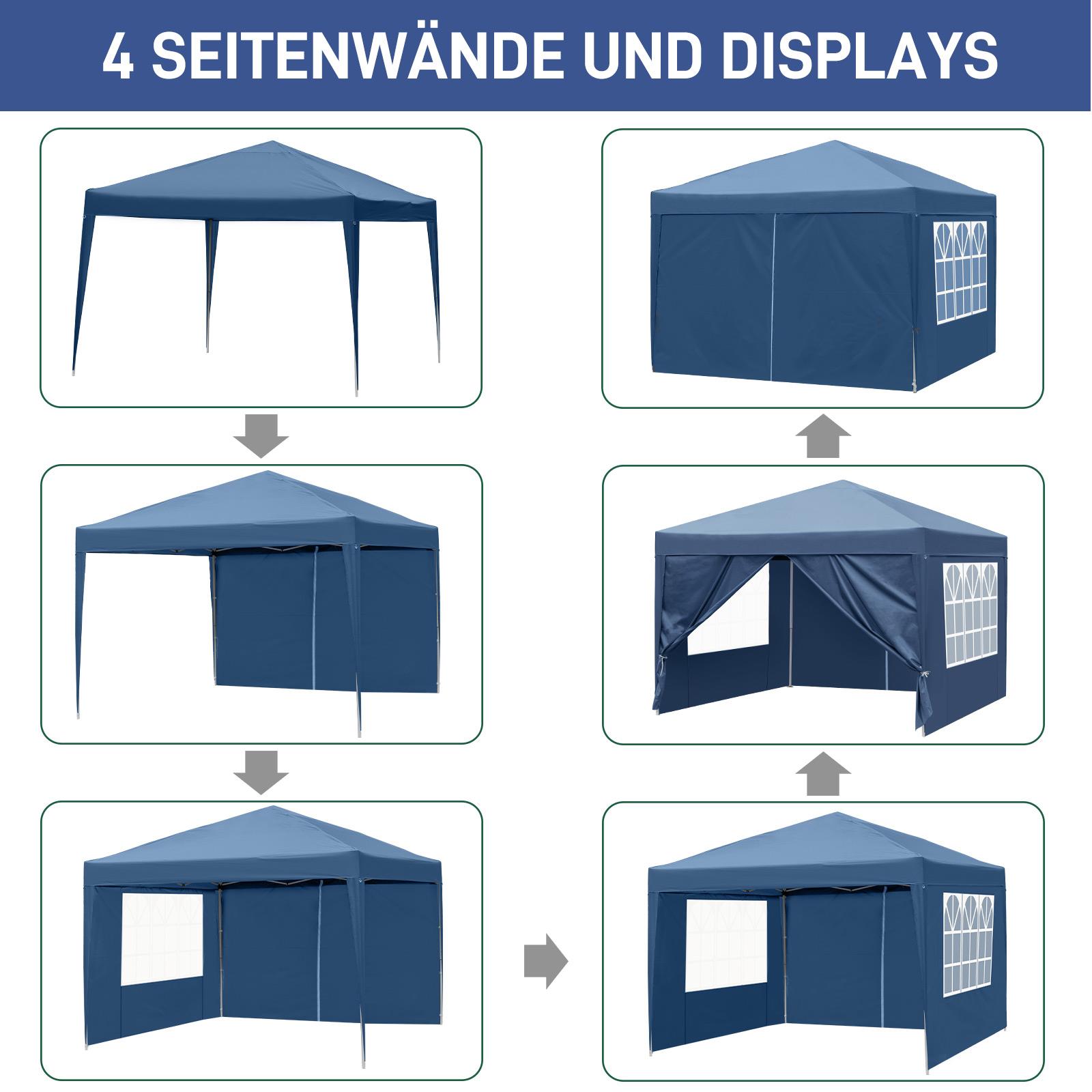 OUTVITA Falt Pavillon WASSERDICHT Pavillion Gartenzelt Dachmaß 2x2m 3x3m 3x6m