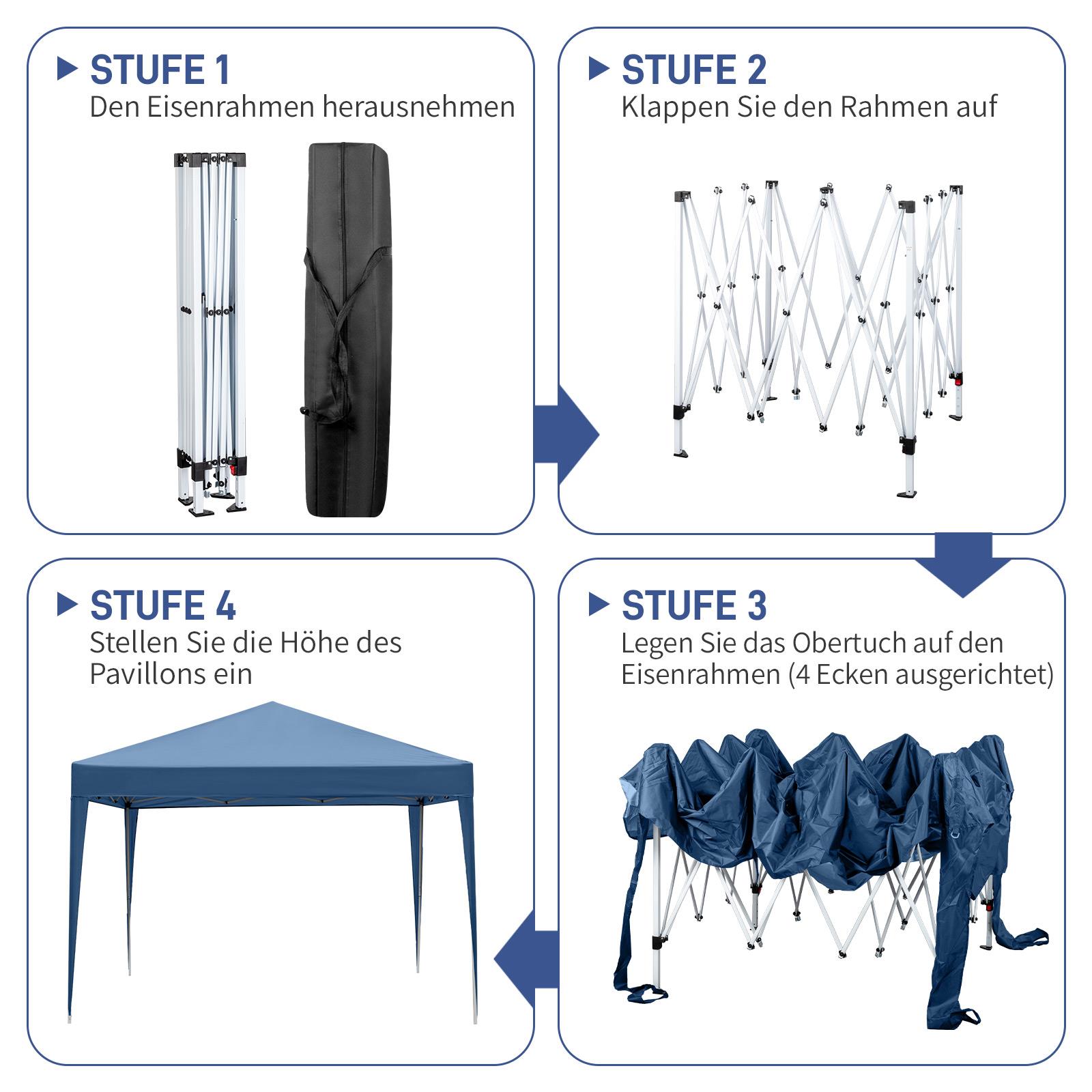 OUTVITA Falt Pavillon WASSERDICHT Pavillion Gartenzelt Dachmaß 2x2m 3x3m 3x6m