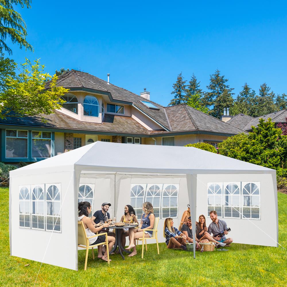 Outsunny Faltpavillon Pavillon Gartenpavillon Mit 6 Seitenteilen Doppeldach Mit 6 Seitenteilen Pop Up Zelt Partyzelt Fuer Garten Balkon Grau S0z9z089