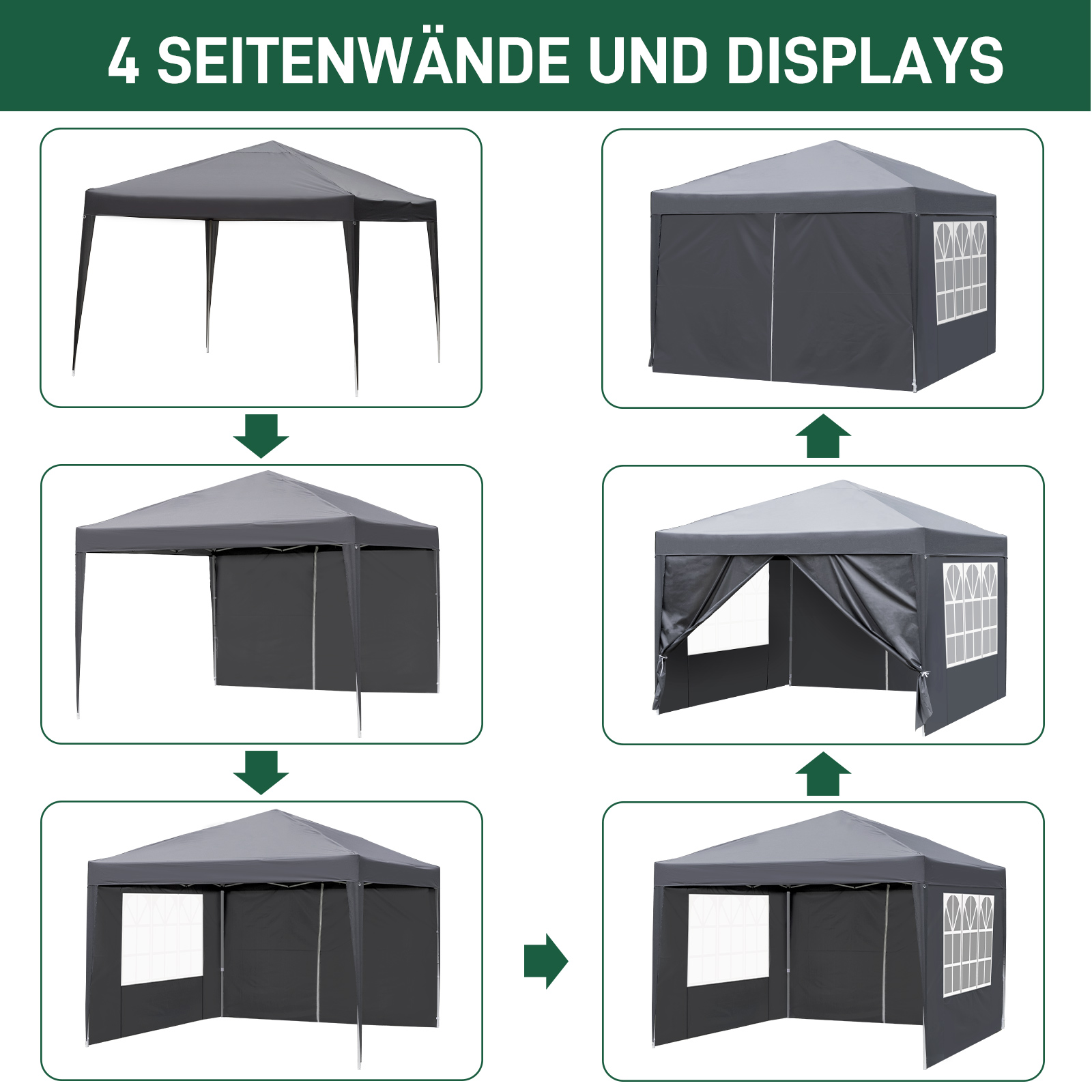 Pavillon Faltpavillon 2x2m3x3m3x4m3x6m3x9m Pop Up Partyzelt UV-Schutz 50 DE