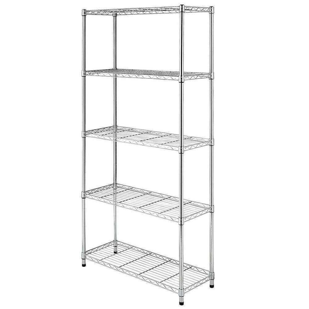 5 Tier Multicolor Wire Shelving Rack Metal Shelf Adjustable Unit Kitchen Storage