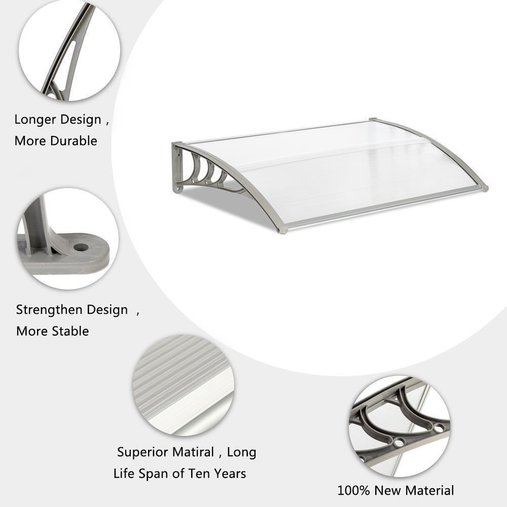 Patio Door Awning Outdoor Front Porch Rain Cover Shelter Canopy Window Sun Shade - Picture 29 of 57