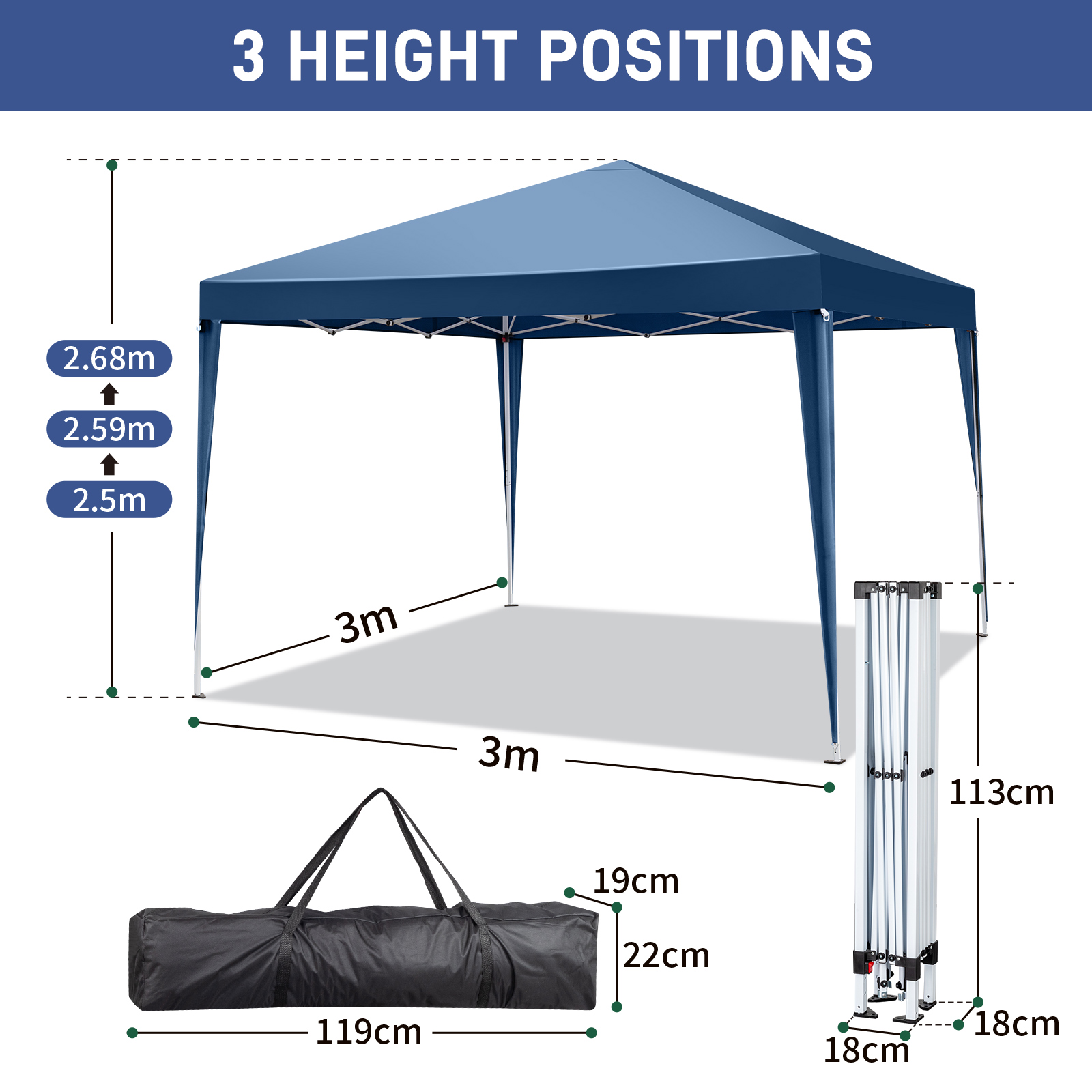 2X2m 3X3m 3x6m Pop-up Gazebo Marquee Canopy Outdoor Garden Party Wedding Tent UK - Picture 50 of 126
