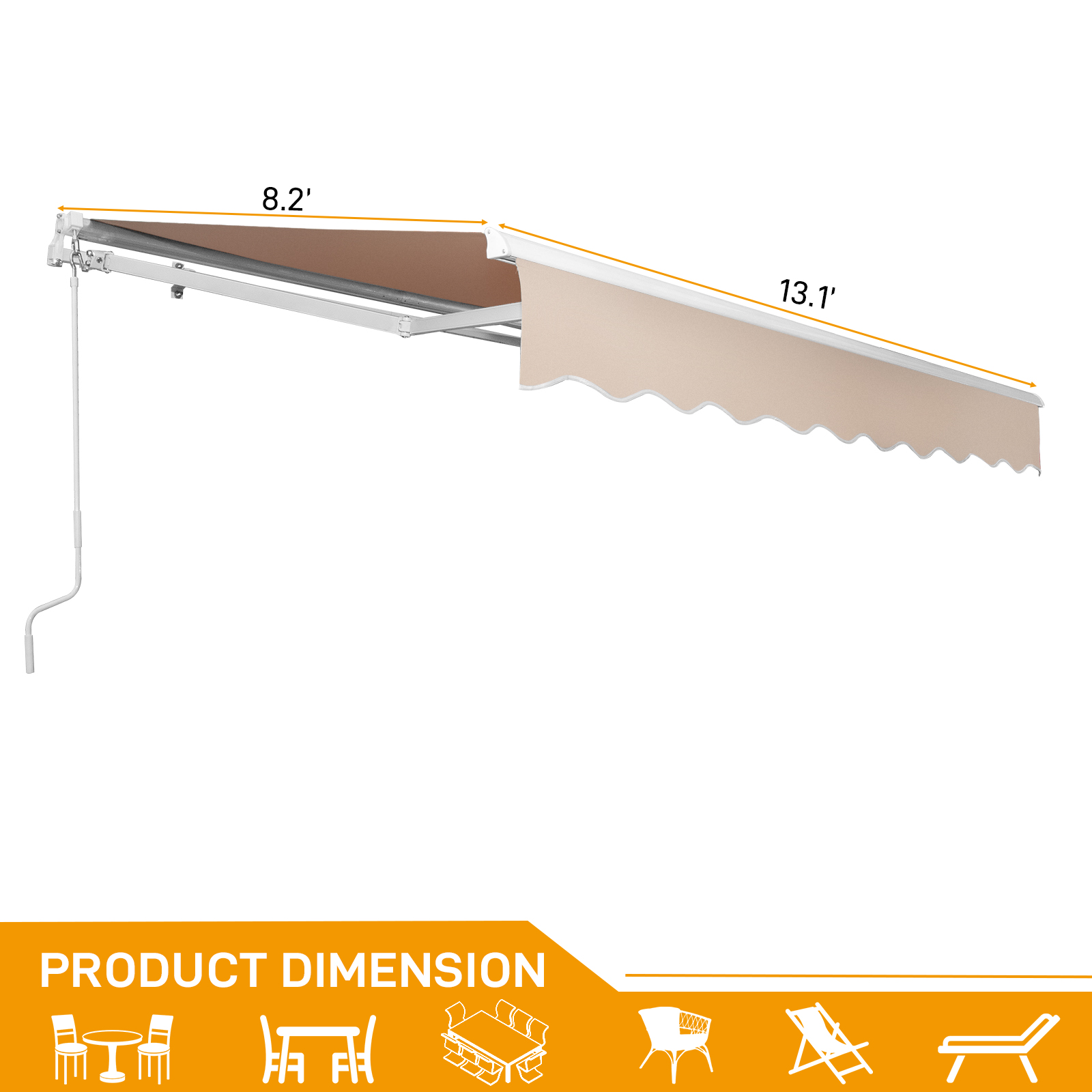 Patio Awning Manual Retractable Sun Shade Outdoor Canopy Deck Door Shelter - Picture 25 of 26