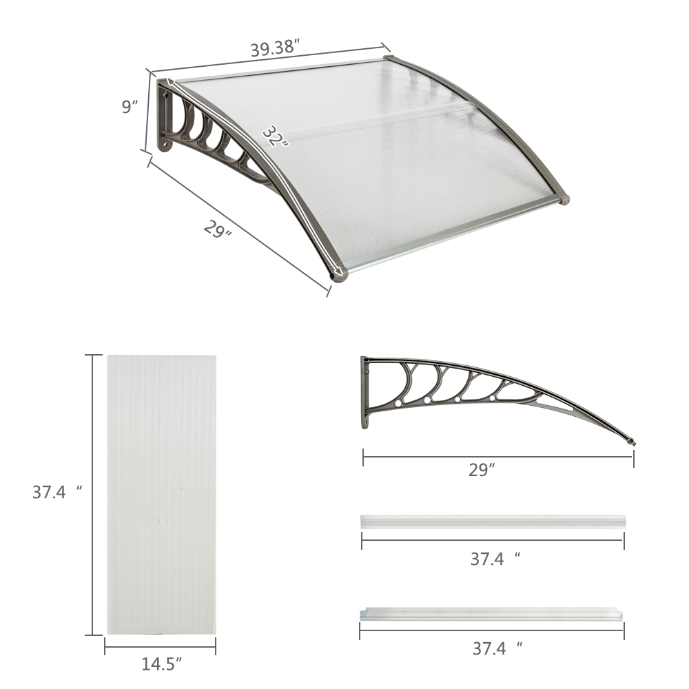 PVC Over Door Canopy Porch Front Rain Cover Awning Shelter Outdoor Patio - Picture 21 of 23