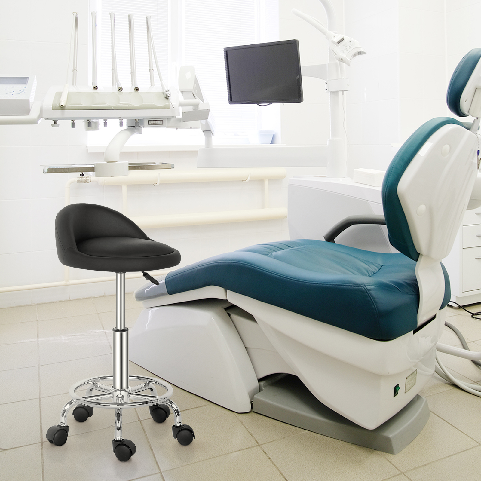 Rollhocker Arbeitshocker Drehhocker Hocker mit Lehne Praxishocker Mehrere Stile - Bild 46 von 46