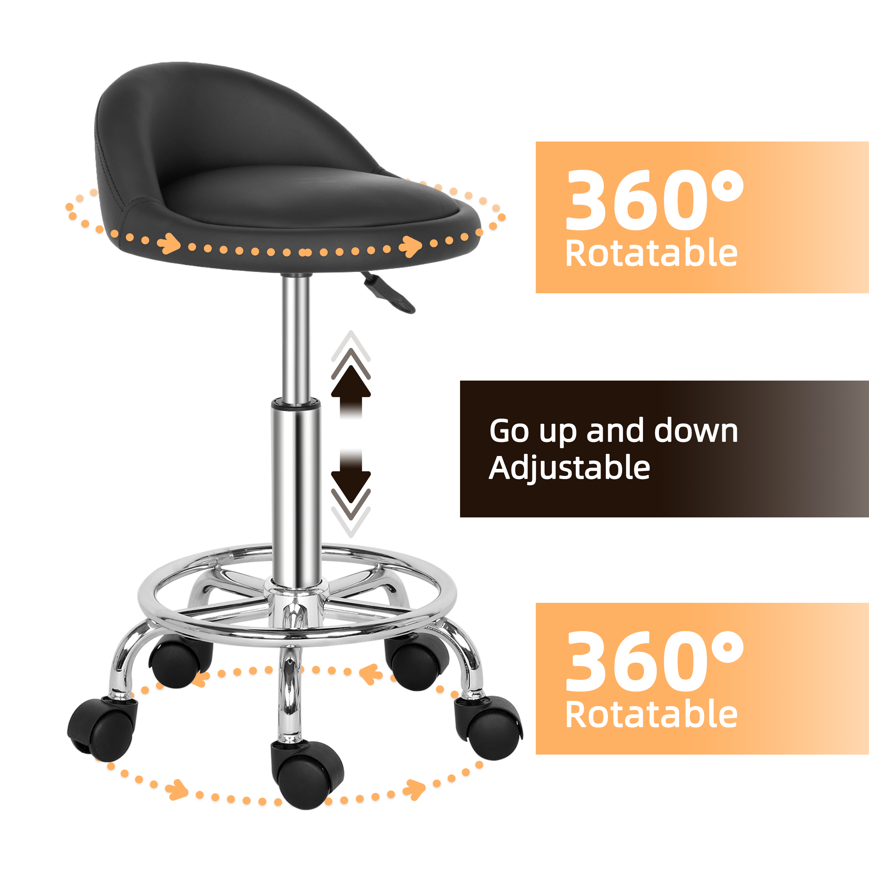 Rollhocker Arbeitshocker Drehhocker Hocker mit Lehne Praxishocker Mehrere Stile - Bild 45 von 46