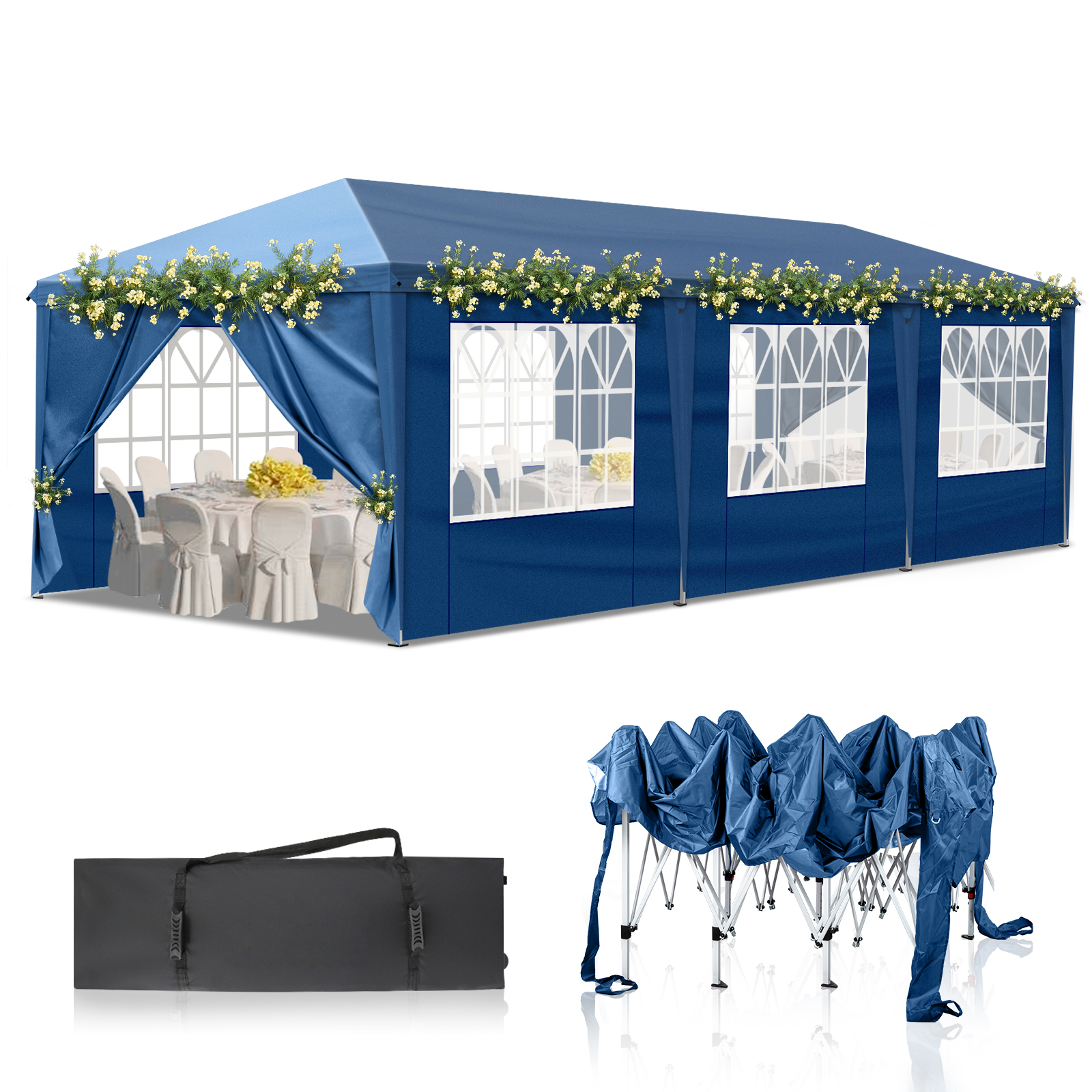 10x30 ft Portable EZ Pop Up Canopy Tent Waterproof Outdoor With Bag On Wheels