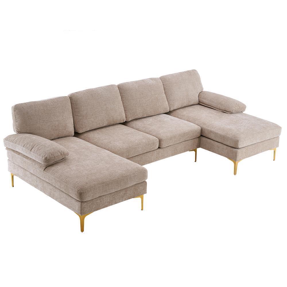 Modern Sectional Couch Sofa Set 4 Seat U-Shaped Chaise for Living Room Furniture - Picture 14 of 24