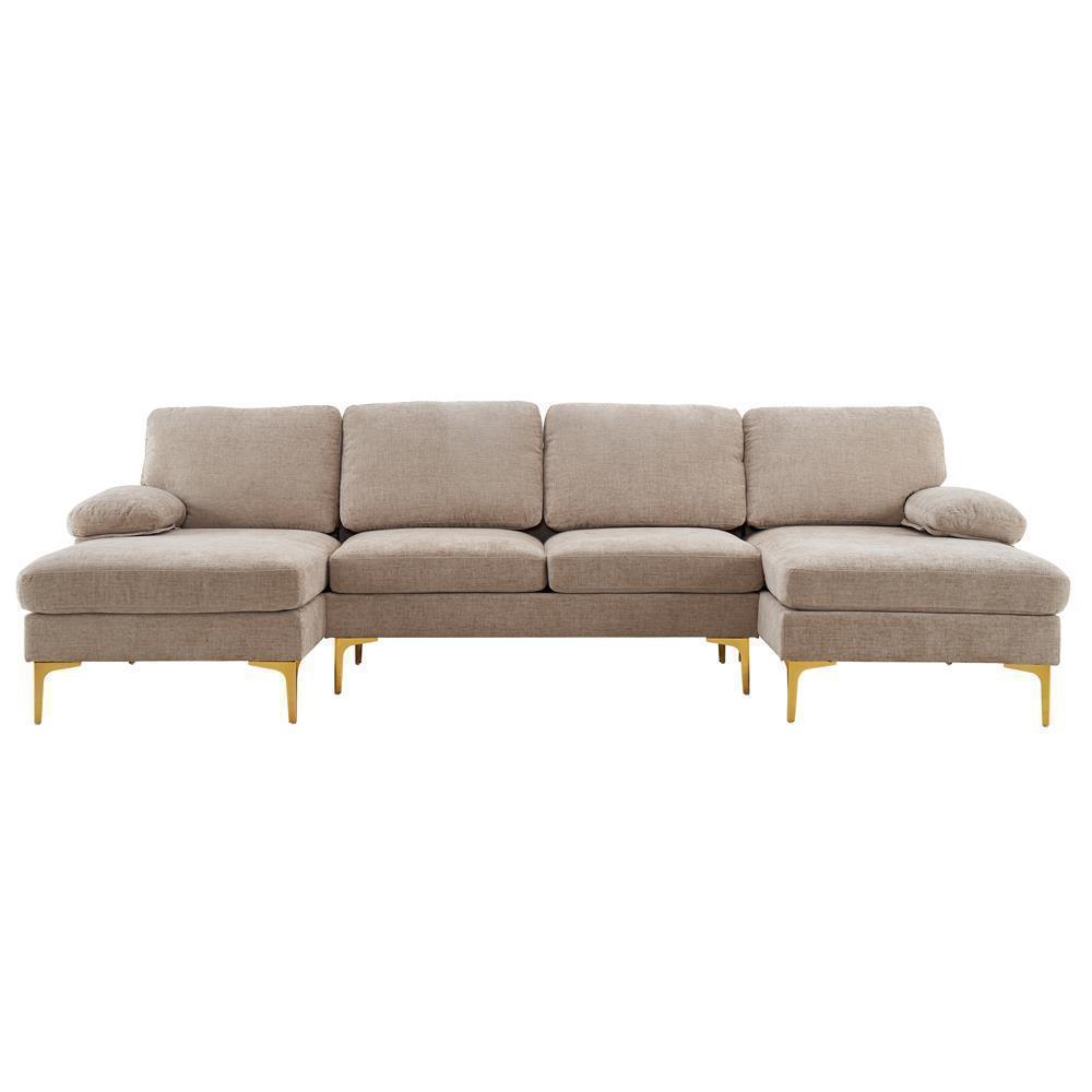 Modern Sectional Couch Sofa Set 4 Seat U-Shaped Chaise for Living Room Furniture - Picture 17 of 24