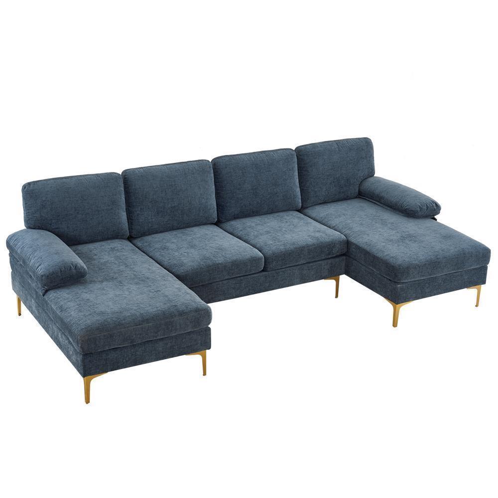 Modern Sectional Couch Sofa Set 4 Seat U-Shaped Chaise for Living Room Furniture - Picture 20 of 24