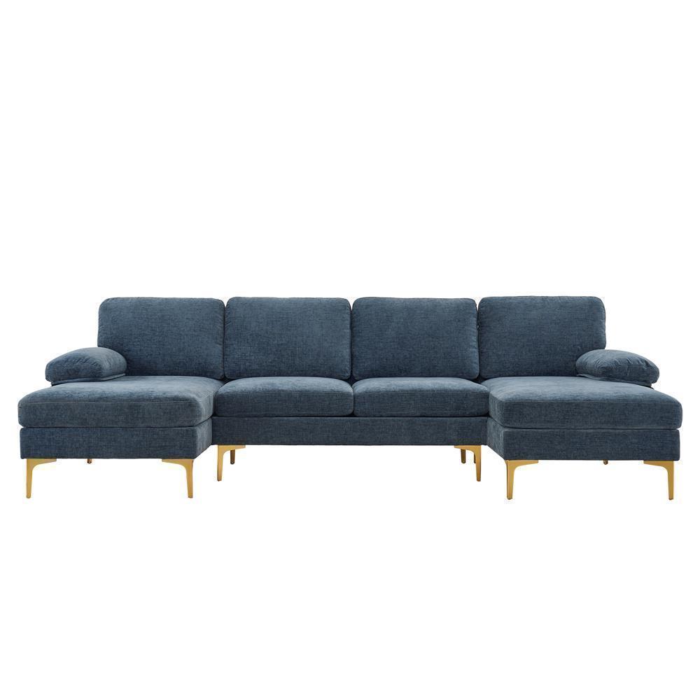 Modern Sectional Couch Sofa Set 4 Seat U-Shaped Chaise for Living Room Furniture - Picture 23 of 24