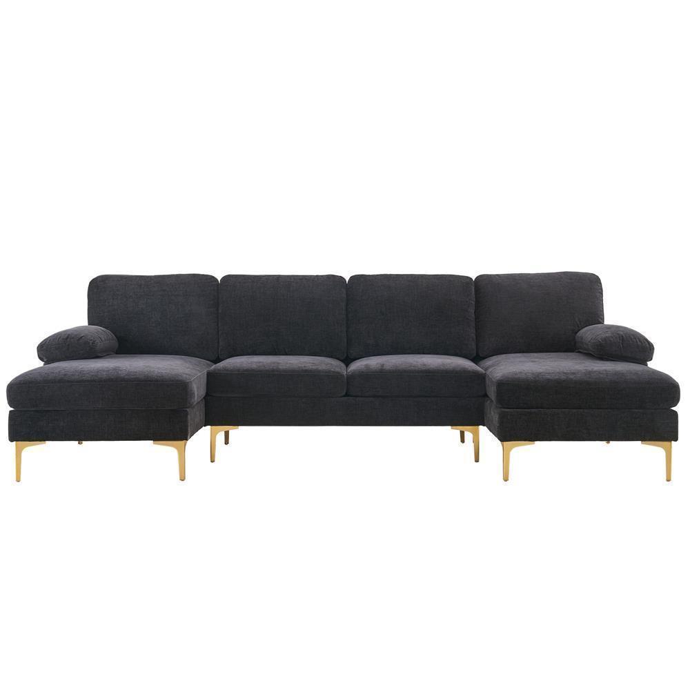 Modern Sectional Couch Sofa Set 4 Seat U-Shaped Chaise for Living Room Furniture - Picture 12 of 24