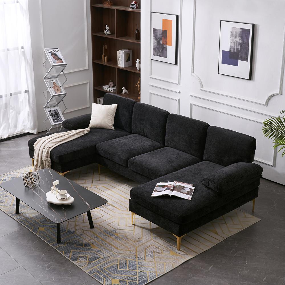 Modern Sectional Couch Sofa Set 4 Seat U-Shaped Chaise for Living Room Furniture - Picture 13 of 24