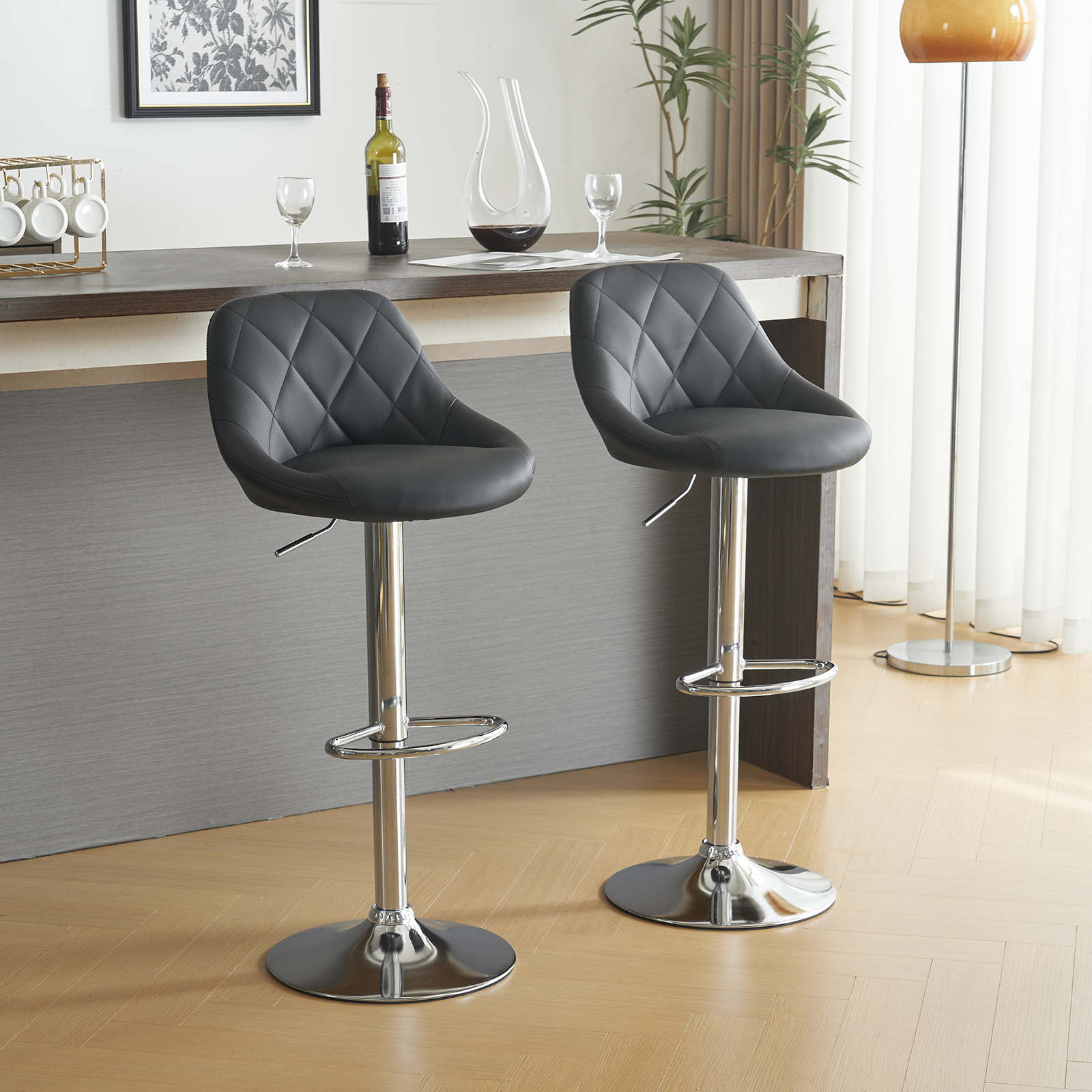 2x Barhocker Barstuhl Bistrohocker Tresenhocker Höhe verstellbar PU 3 Farbe - Bild 18 von 19