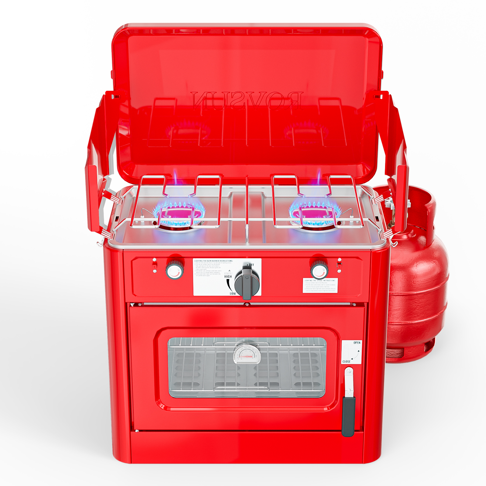2-in-1 Portable 2 Burner Camping Stove & Propane Oven w/ Igniter & & Regulator - Picture 11 of 18