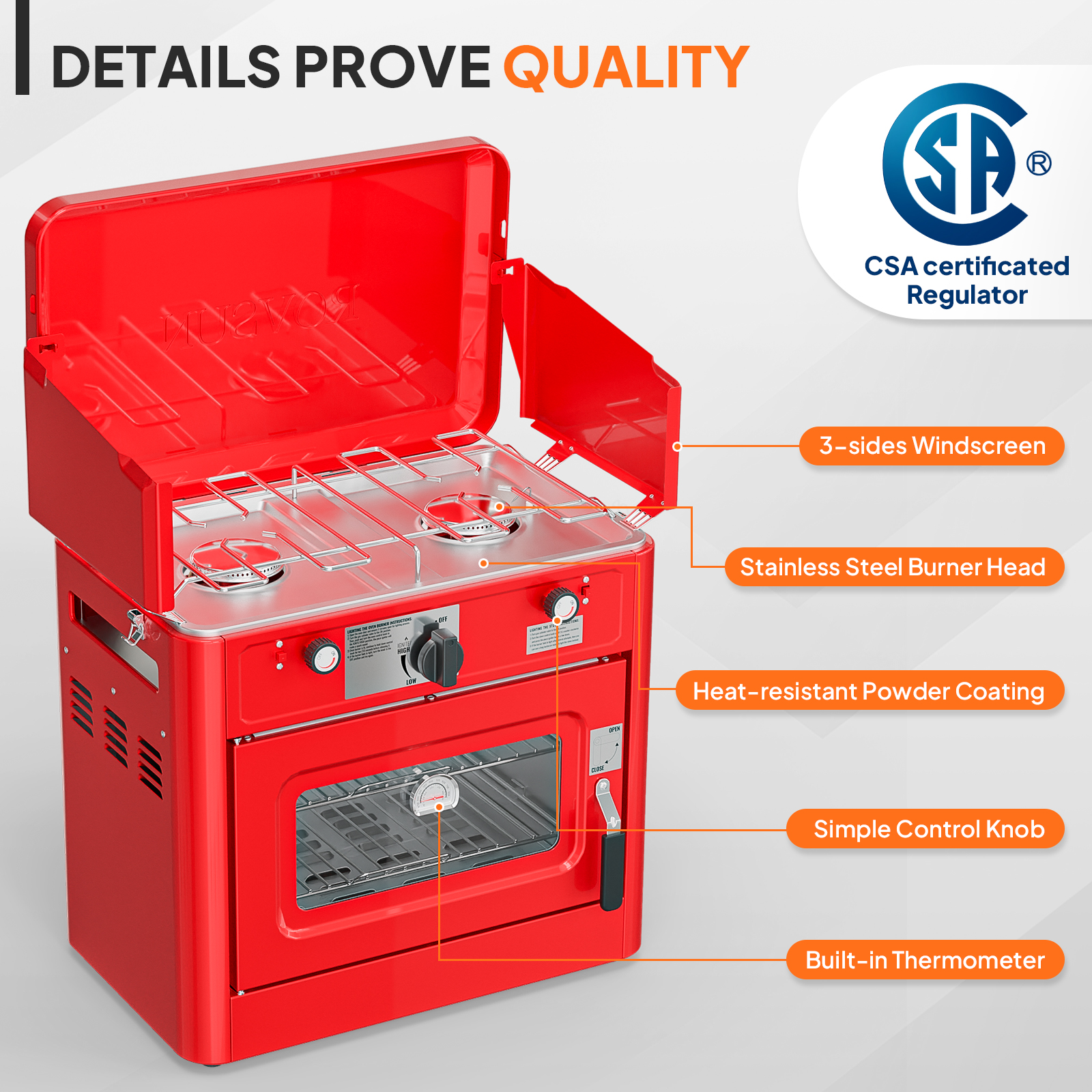 2-in-1 Portable 2 Burner Camping Stove & Propane Oven w/ Igniter & & Regulator - Picture 13 of 18
