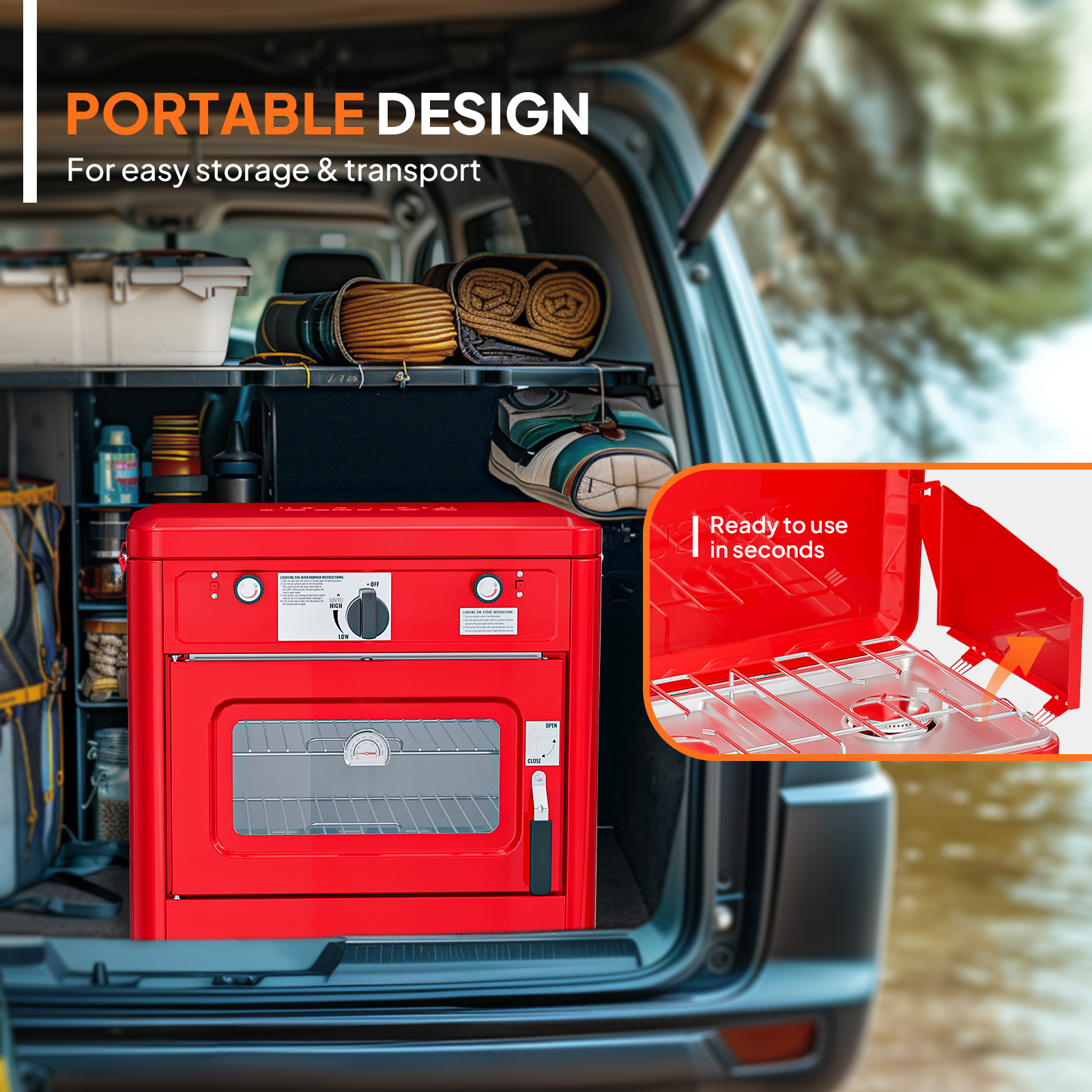 2-in-1 Portable 2 Burner Camping Stove & Propane Oven w/ Igniter & & Regulator - Picture 15 of 18