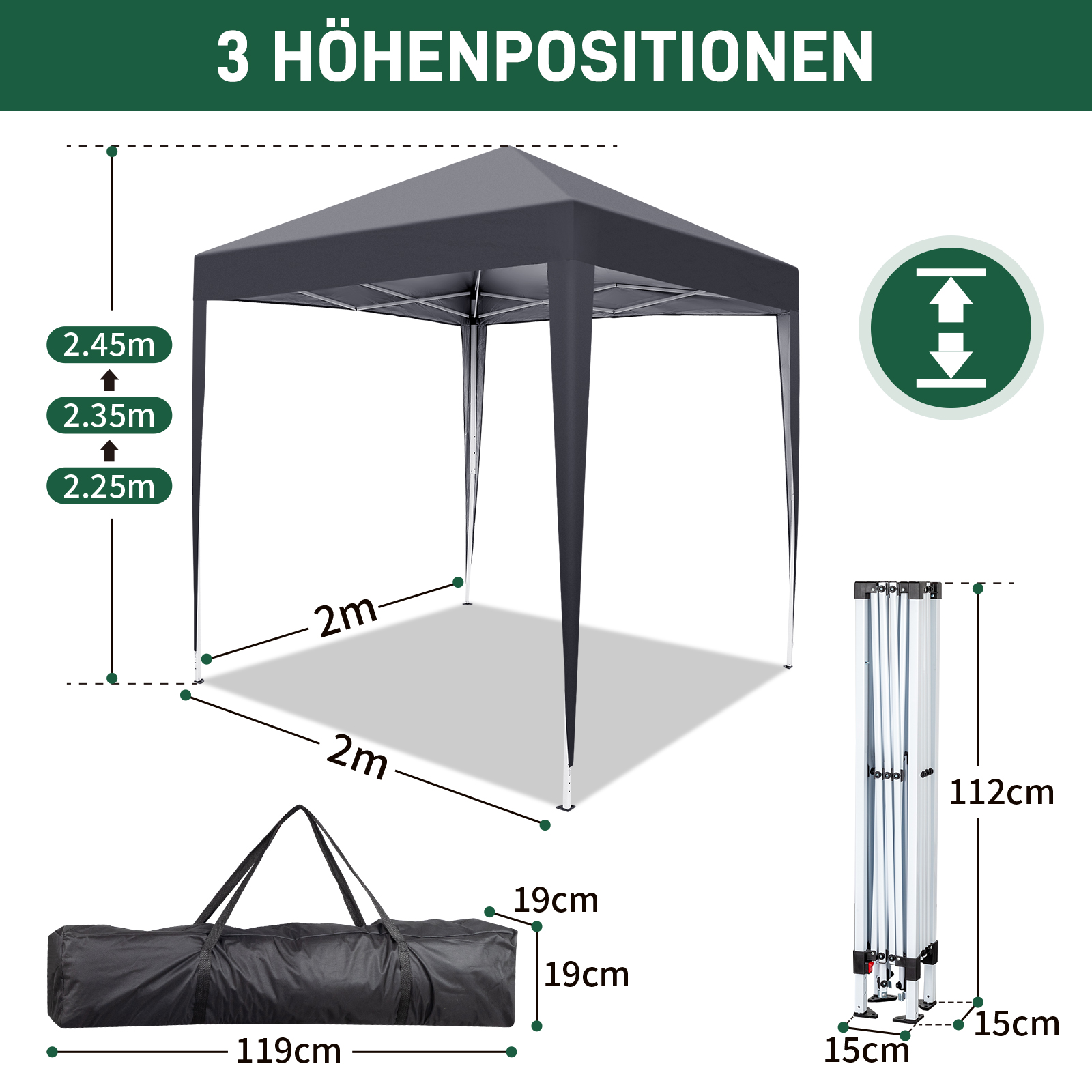 Pavillon Faltpavillon 2x2m3x3m3x4m3x6m3x9m Pop Up Partyzelt UV-Schutz 50 DE