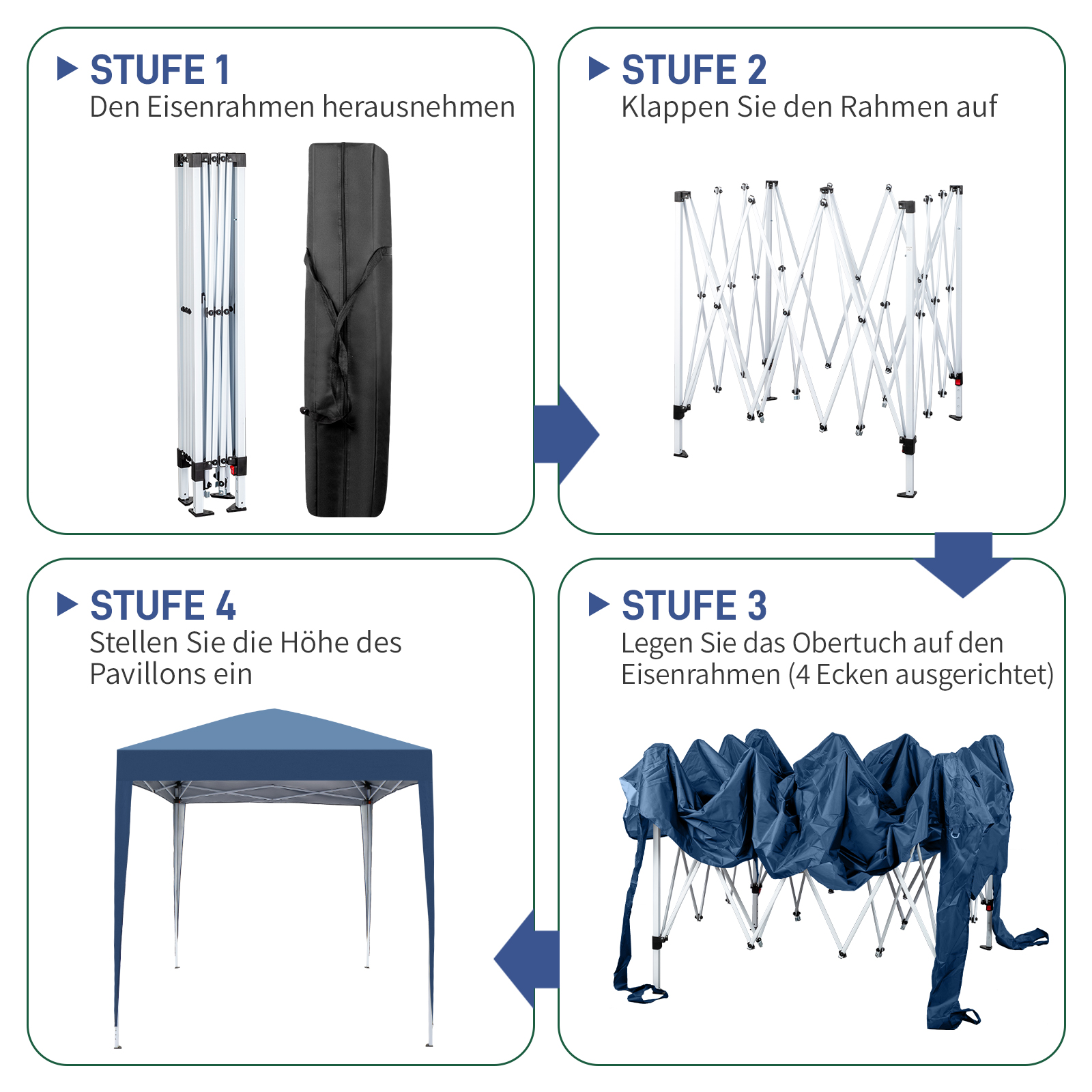 OUTVITA Falt Pavillon WASSERDICHT Pavillion Gartenzelt Dachmaß 2x2m 3x3m 3x6m