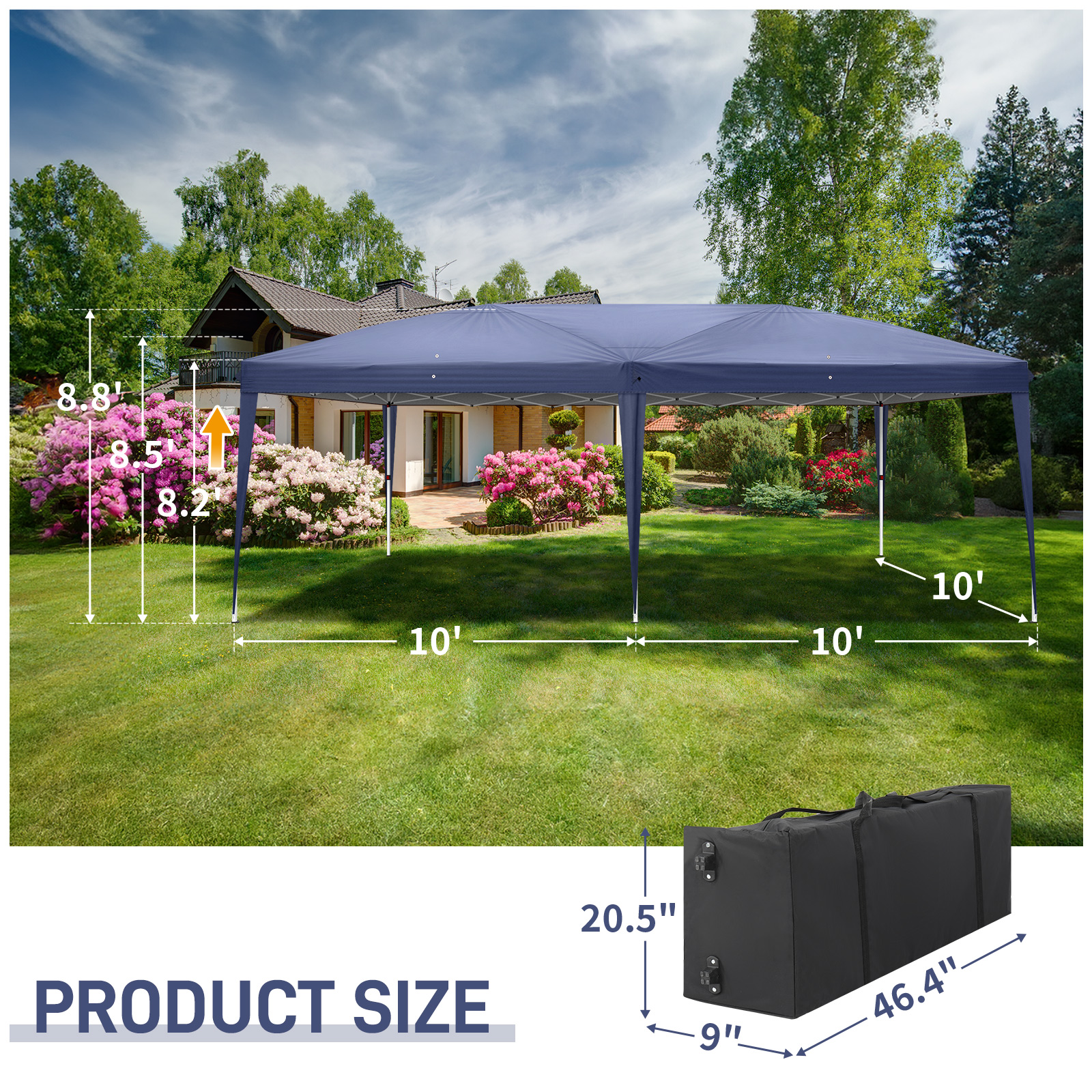 OUTVITA Falt Pavillon WASSERDICHT Pavillion Gartenzelt Dachmaß 2x2m 3x3m 3x6m