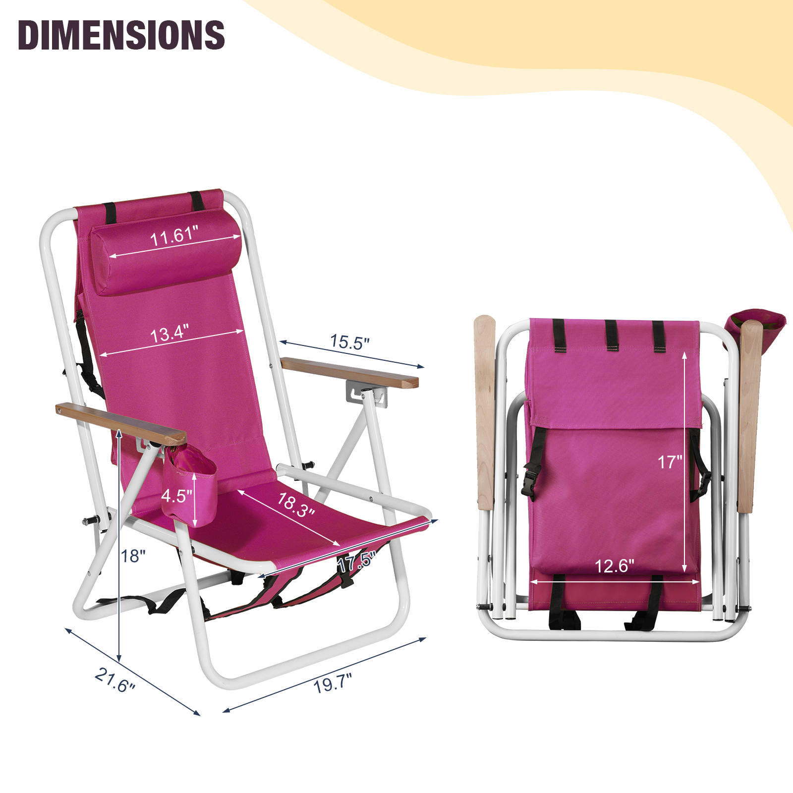 1-2 Pack Backpack Beach Chair Folding Portable Camping Chair With Cup Holder - Picture 10 of 10