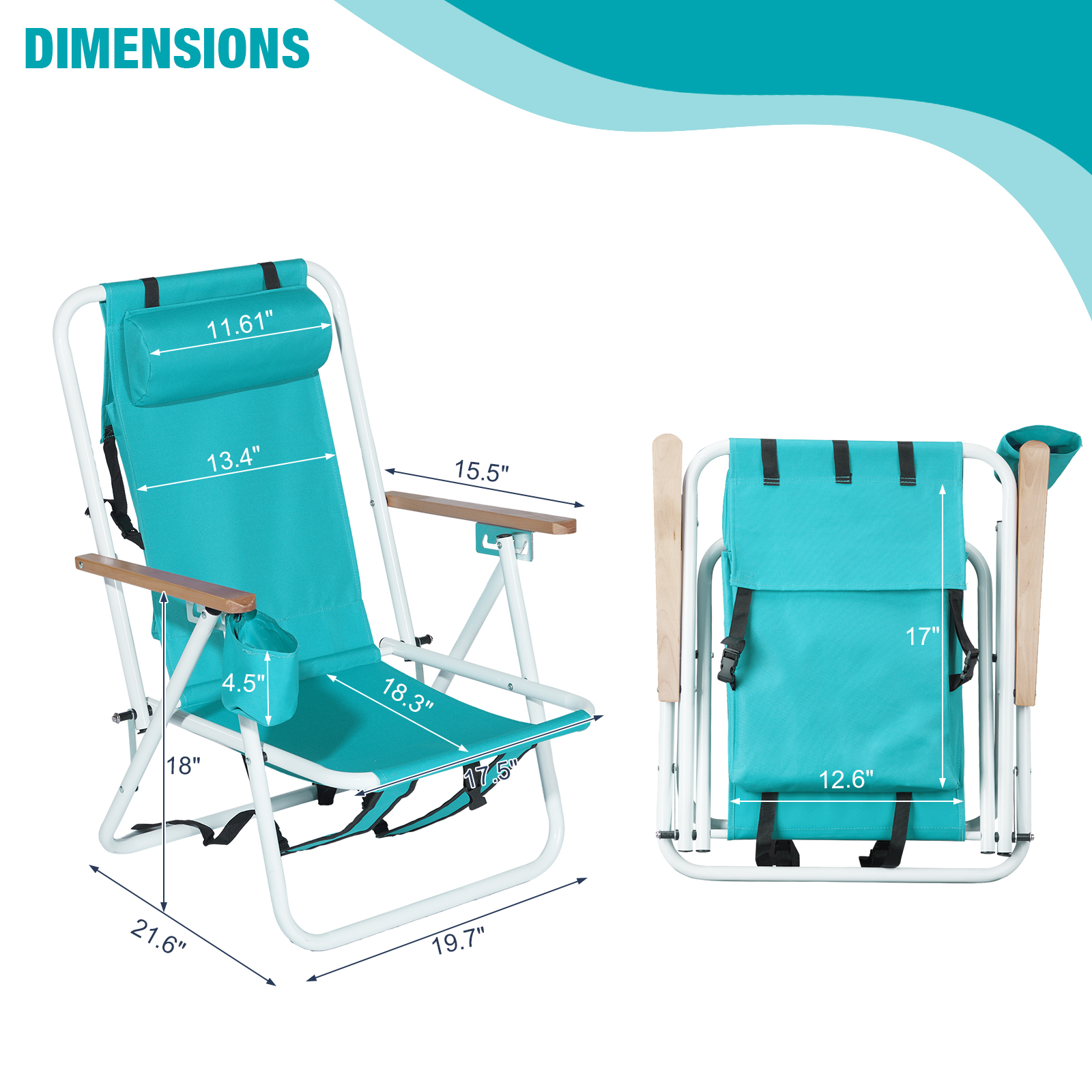 1-2 Pack Backpack Beach Chair Folding Portable Camping Chair With Cup Holder - Picture 9 of 10