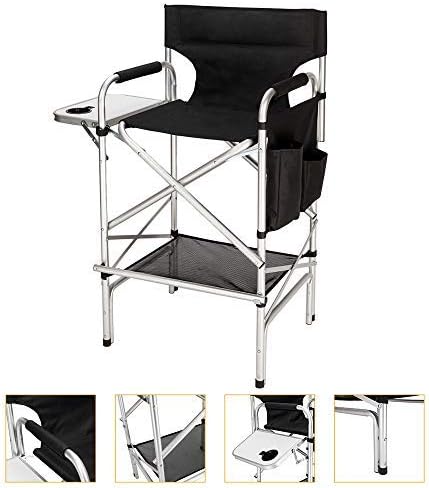 31″ Tall Upgraded Director Makeup Artist Chair Bar Height, Aluminum Frame