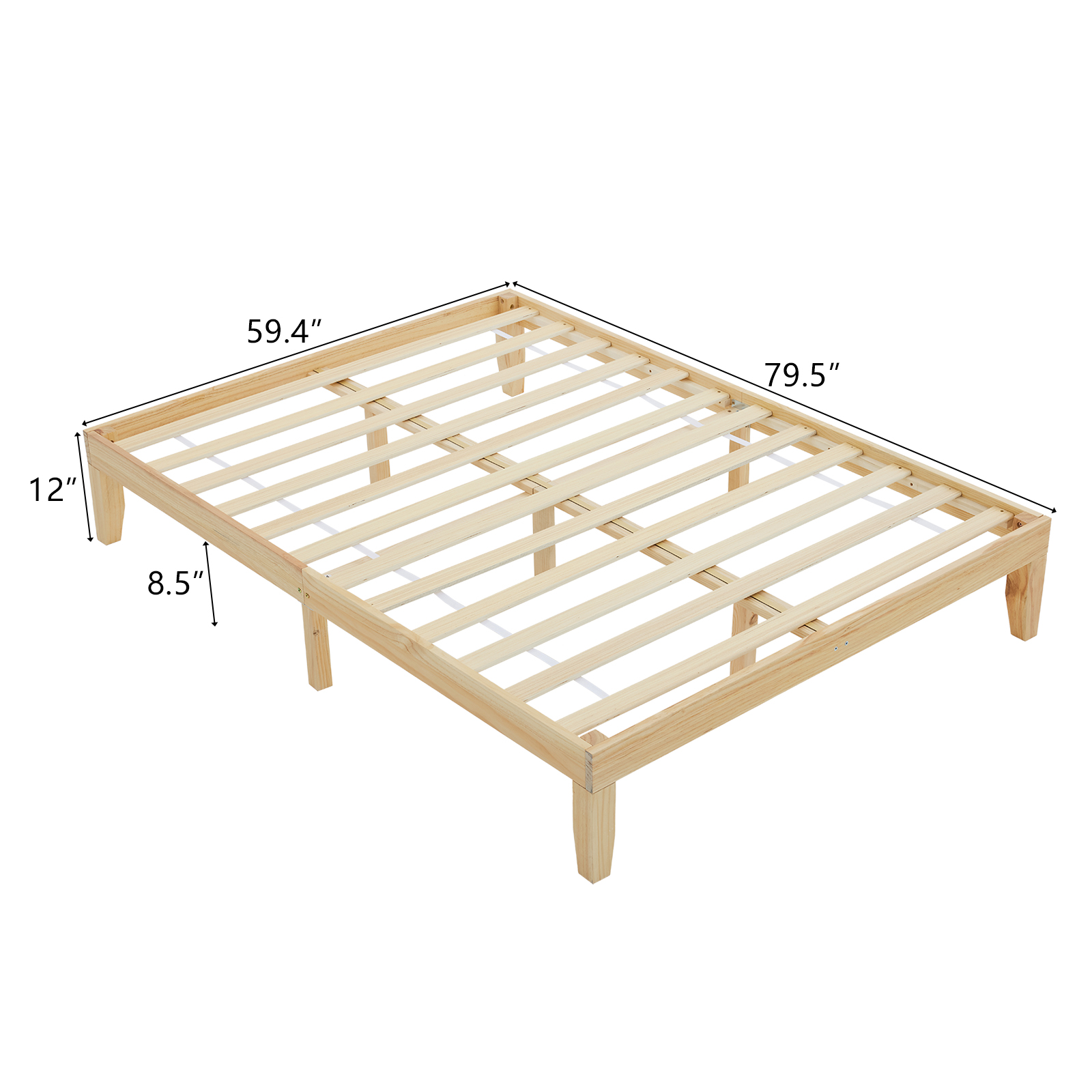 Deluxe Natural Solid Pine Wood Platform Bed