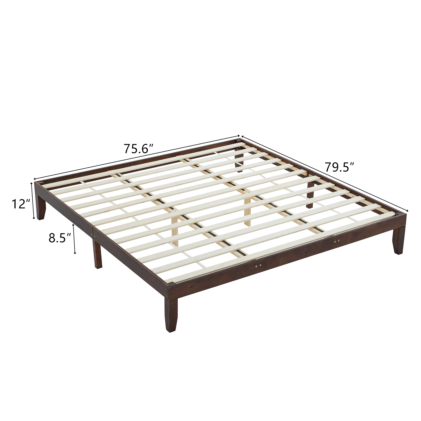 Twin Full Queen King Solid Wood Platform Bed Frame Strong Wood Slat Support - Picture 23 of 32