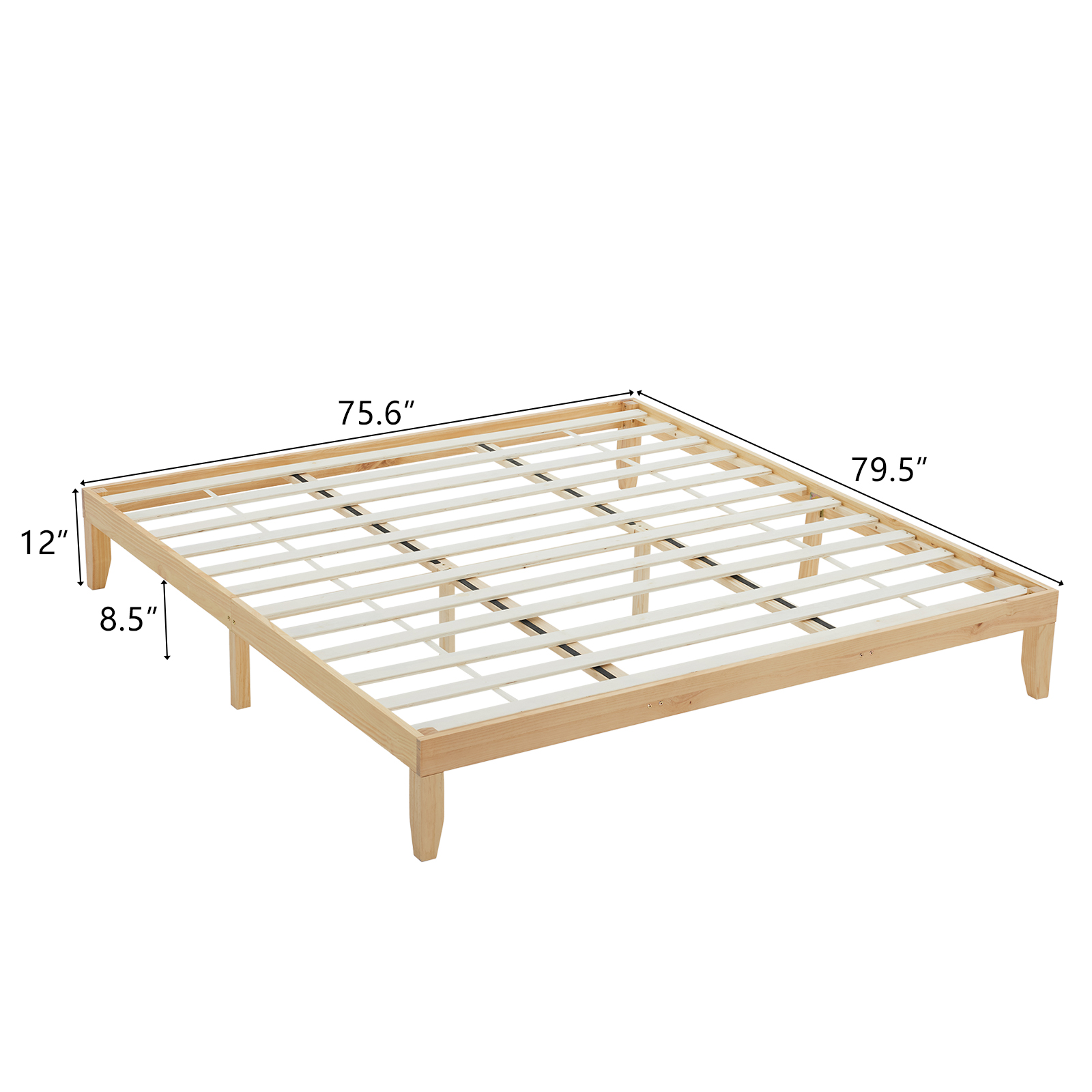 Twin Full Queen King Solid Wood Platform Bed Frame Strong Wood Slat Support - Picture 25 of 32