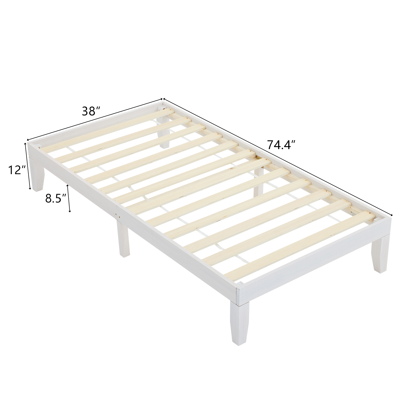 Twin Full Queen King Solid Wood Platform Bed Frame Strong Wood Slat Support - Picture 27 of 32