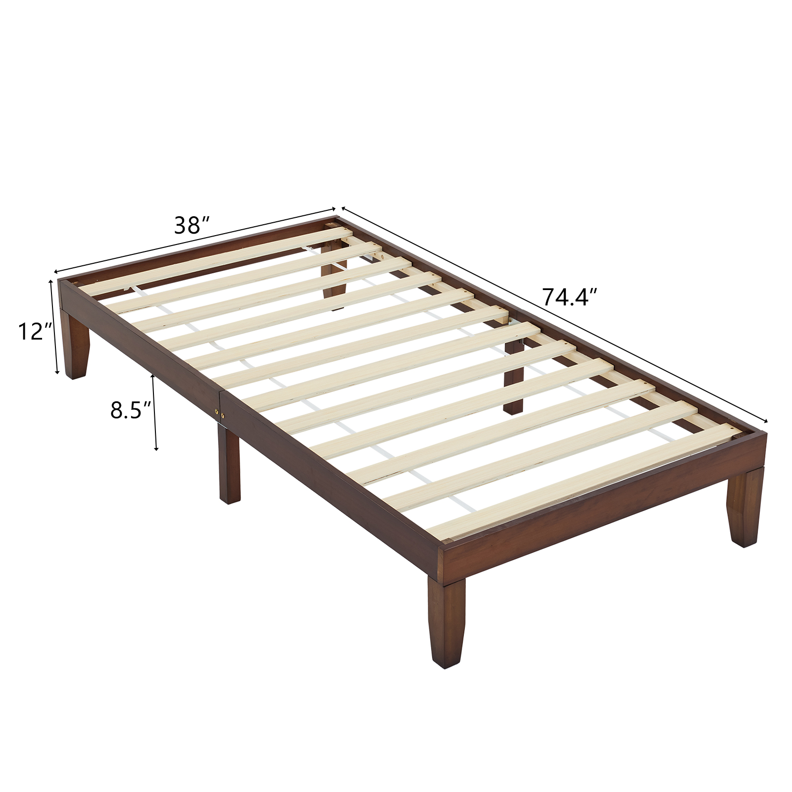 Twin Full Queen King Solid Wood Platform Bed Frame Strong Wood Slat Support - Picture 26 of 32