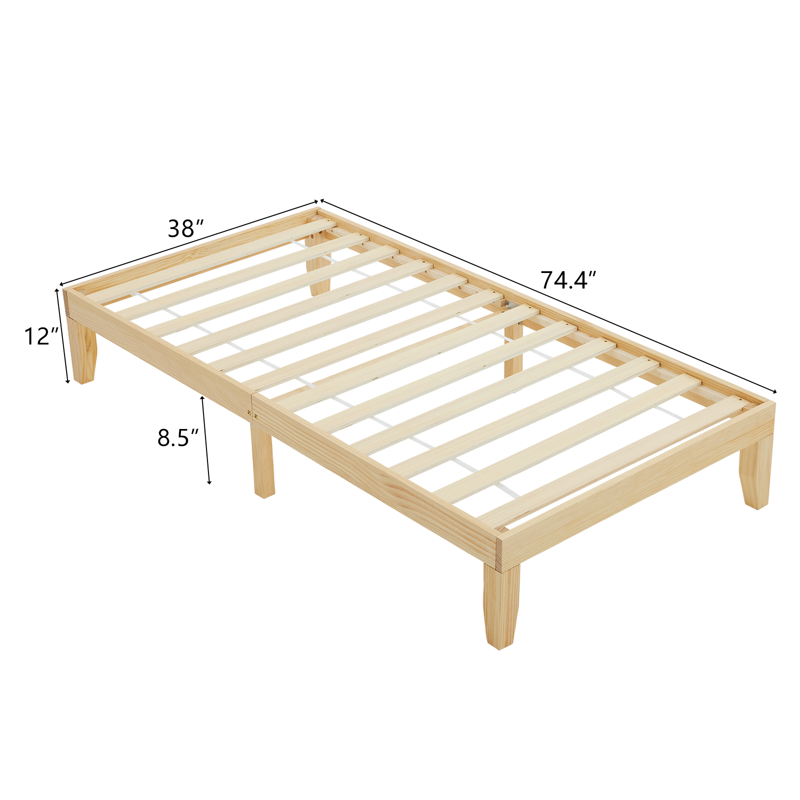 Twin Full Queen King Solid Wood Platform Bed Frame Strong Wood Slat Support - Picture 28 of 32