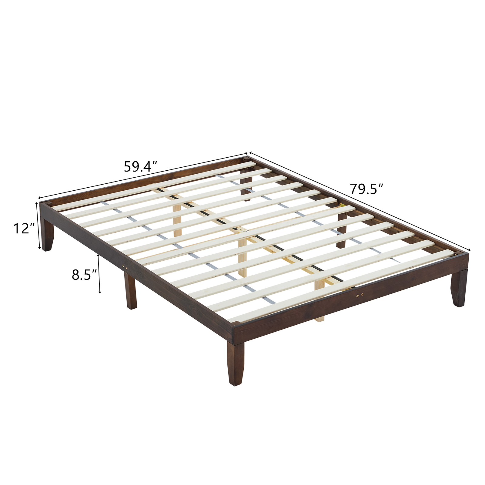 Twin Full Queen King Solid Wood Platform Bed Frame Strong Wood Slat Support - Picture 29 of 32