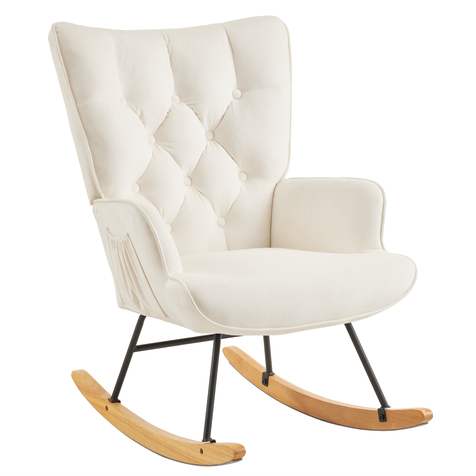 Upholstered Rocking Accent Chair Upholstered Glider Chair with High Backrest - Picture 27 of 32