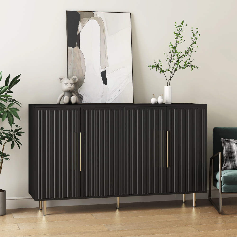 Modern Large Buffet Cabinet Fluted Sideboard with Storage and Adjustable Shelves