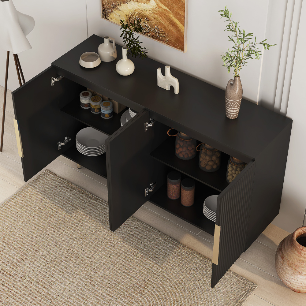Modern Large Buffet Cabinet Fluted Sideboard with Storage and Adjustable Shelves