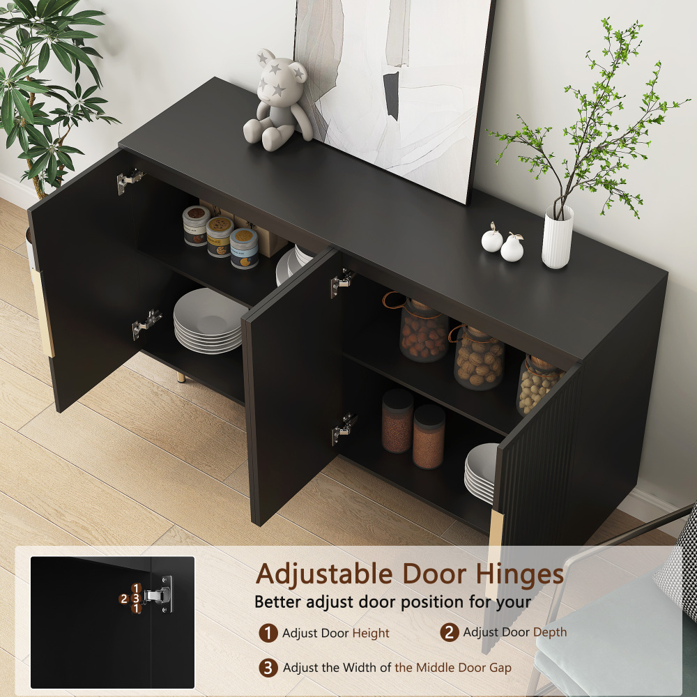 Modern Large Buffet Cabinet Fluted Sideboard with Storage and Adjustable Shelves