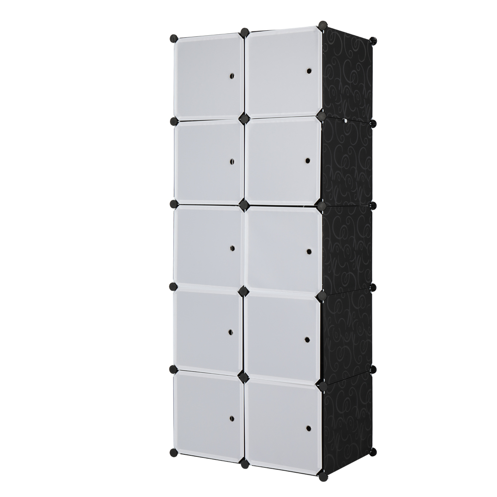 Regalsystem Kleiderschrank Würfel Steckregal Garderobe mit Tür Kleiderstange
