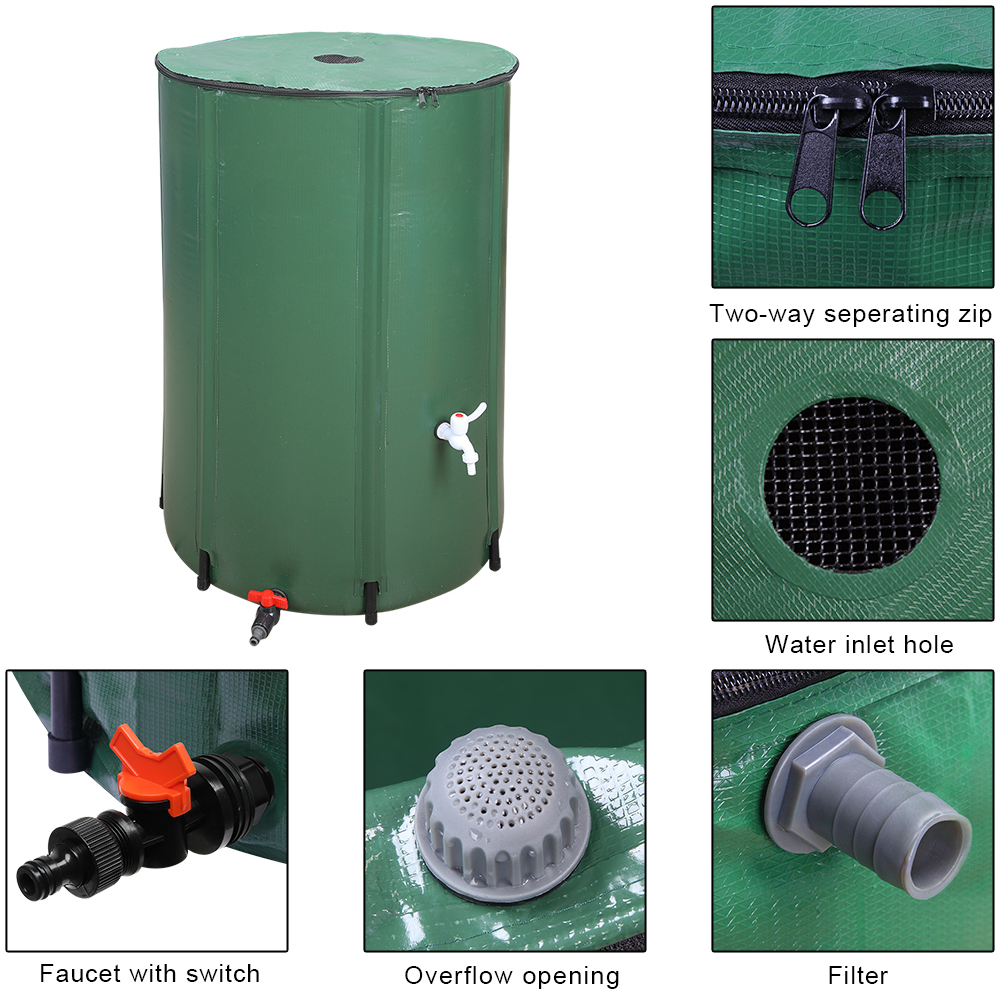 Regentonne Wasserfass Wassertank 250L/380L/750L mit Hahn Garten Schlauch Faltbar - Bild 27 von 29