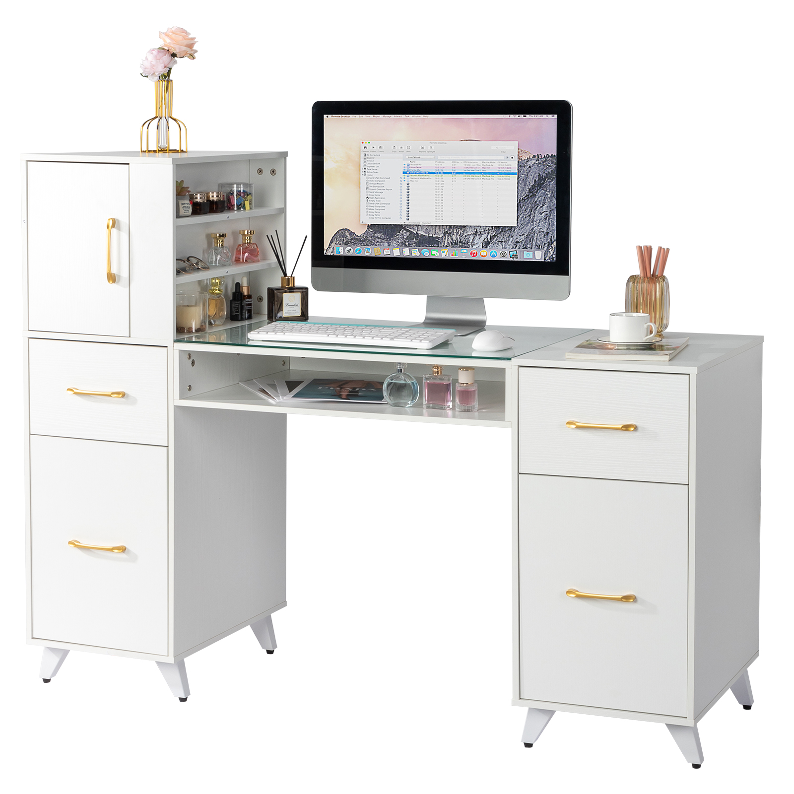 Manicure Nail Table Desk Spa Salon Beauty Station Equipment w/ Drawers + Cabinet - Picture 21 of 38